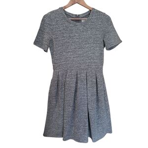 Women's J. Crew Hi-Line Fit And Flare Grey Dress Medium Short Sleeve